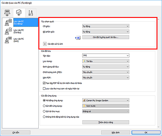 hình: Hộp thoại Cài đặt